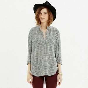 Madewell Collarless Popover elhmurst check shirt